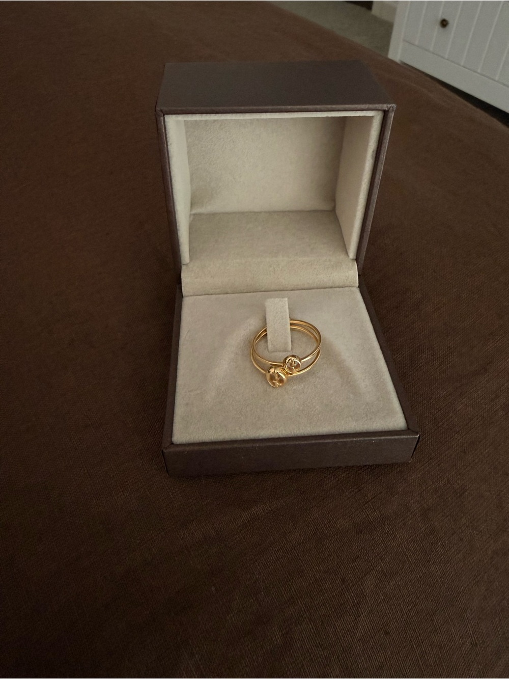 Gucci 1973 GG Double Connected Ring Set 18K 750 Yellow Gold Authentic - Picture 3 of 4